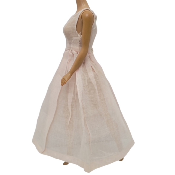 Vintage Barbie Clone Mod Sheer Pink Sleeveless Tea Length Dress - Picture 1 of 7